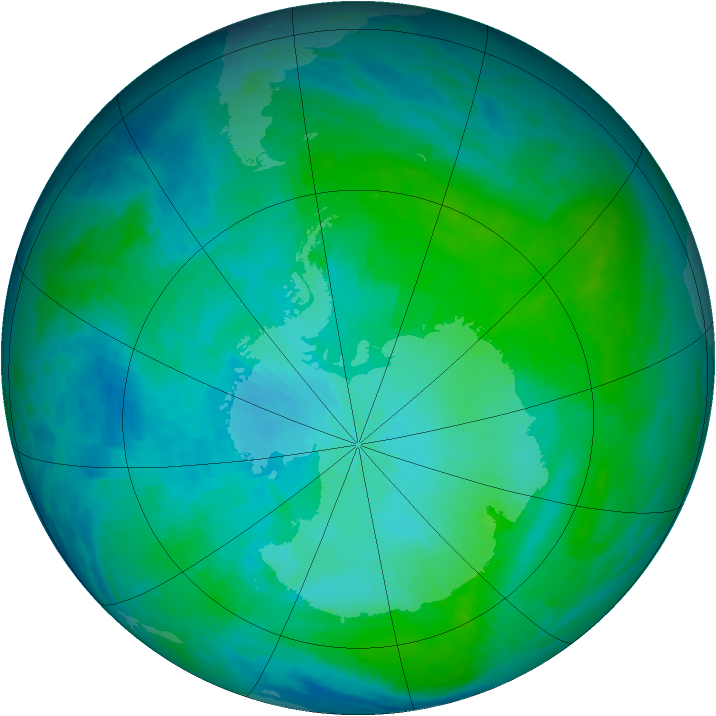 Antarctic ozone map for 06 February 1993